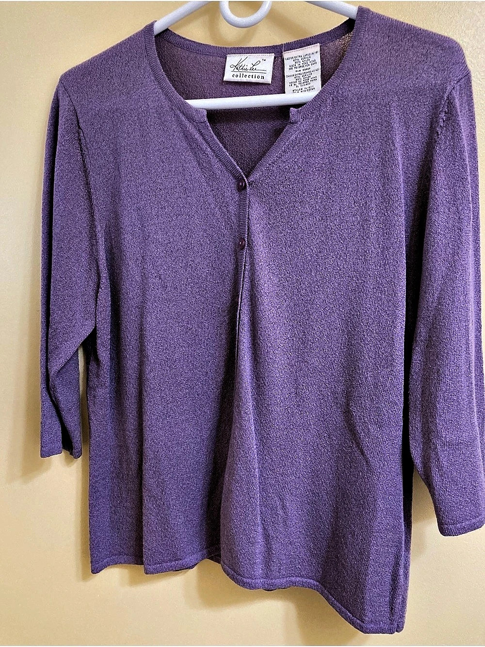 Kathy Lee Collection Long Sleeve Purple Blouse Size Large Like New